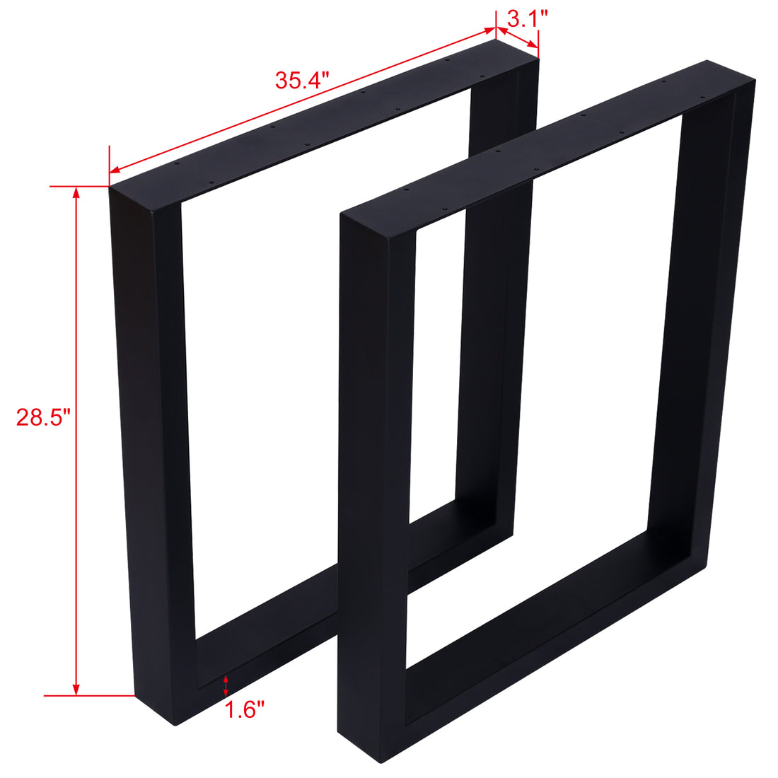 Square Table Legs 28X 35" ,Wide Metal Table Legsheavy Duty Steel Desk Legs Table Leg Dining Table Legs Coffee Desk Leg, Set Of 2 Black Steel