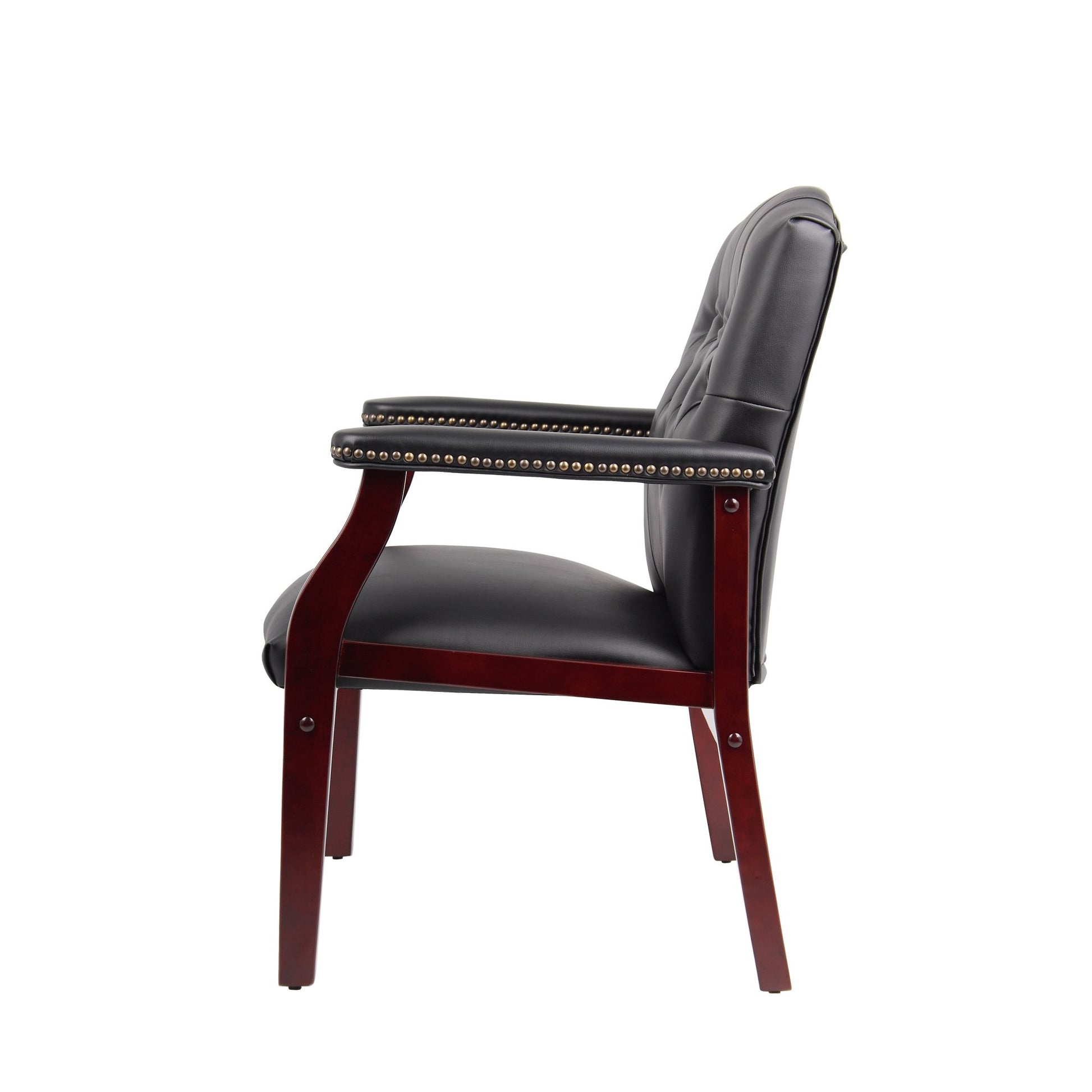 Leather Reception Guest Chairs W Padded Seat And Arms Ergonomic Mid Back Office Executive Side Chair For Meeting Waiting Room Conference Office Guest Chairs,Black Black Foam Leather