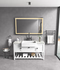 60*36 Led Lighted Bathroom Wall Mounted Mirror With High Lumen Anti Fog Separately Control Gold Aluminium