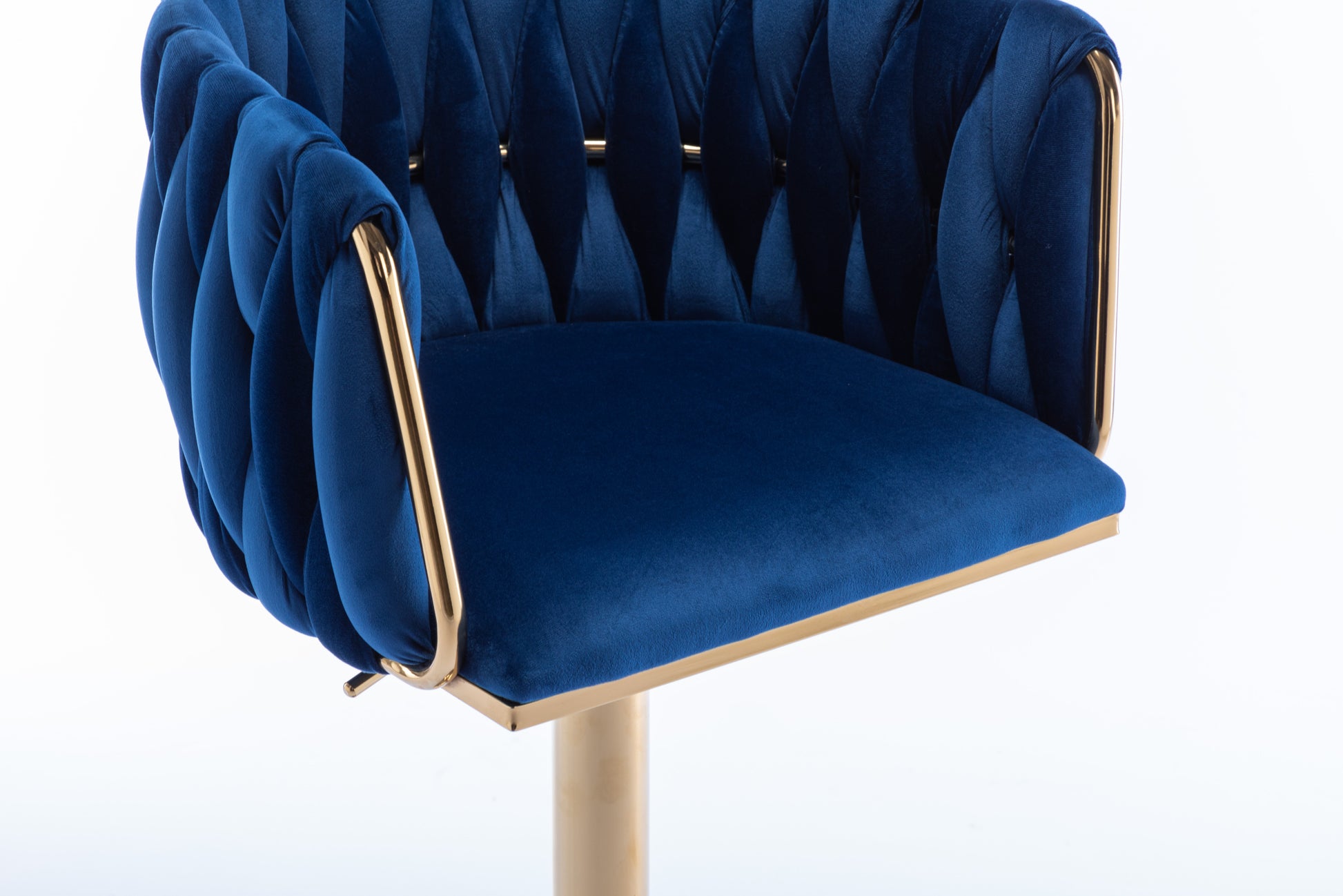 Set Of 2 Bar Stools,With Chrome Footrest And Base Swivel Height Adjustable Mechanical Lifting Velvet Golden Leg Simple Bar Stool Navy Navy Foam Fabric