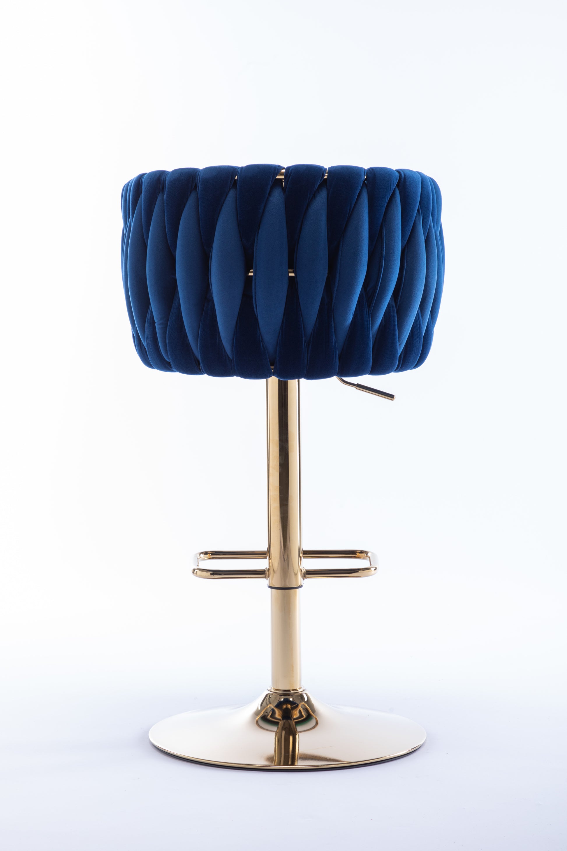 Set Of 2 Bar Stools,With Chrome Footrest And Base Swivel Height Adjustable Mechanical Lifting Velvet Golden Leg Simple Bar Stool Navy Navy Foam Fabric