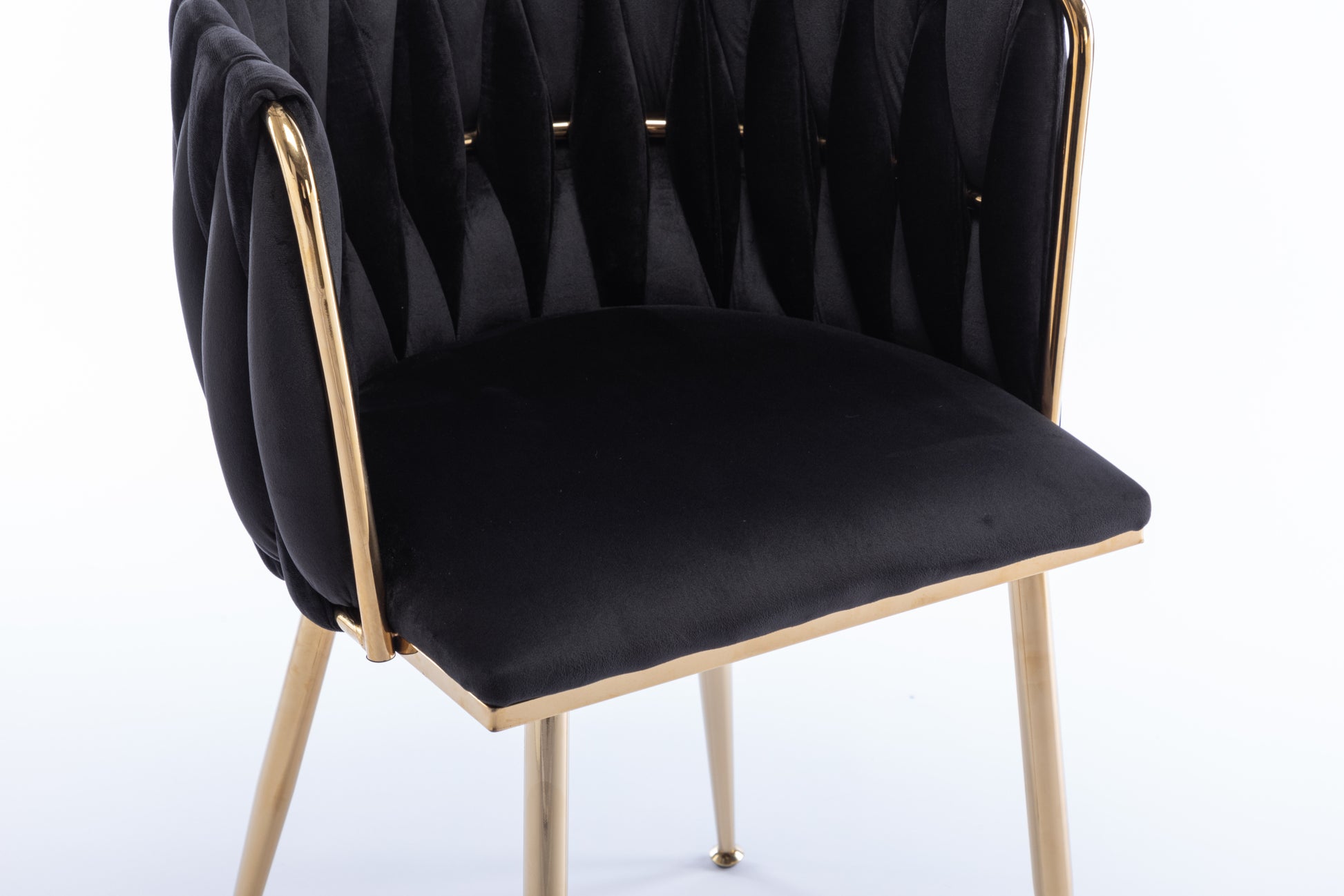 Dining Chair Thickened Fabric Chairs With Wood Legs Set Of 2 Black Black Foam Fabric