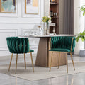 Dining Chair,Thickened Fabric Chairs With Wood Legs Set Of 2,Green Green Foam Fabric