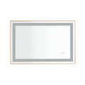 36*24 Led Lighted Bathroom Wall Mounted Mirror With High Lumen Anti Fog Separately Control Gold Aluminium