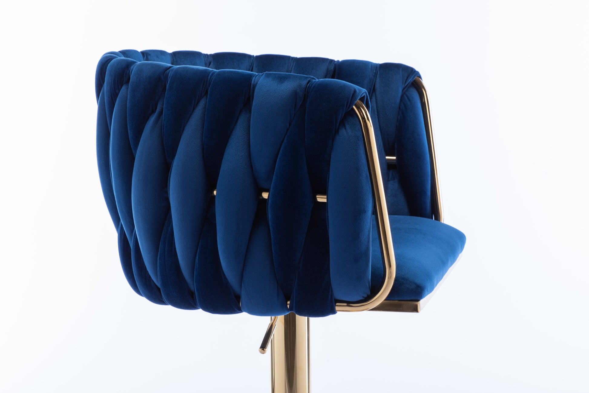 Set Of 2 Bar Stools,With Chrome Footrest And Base Swivel Height Adjustable Mechanical Lifting Velvet Golden Leg Simple Bar Stool Navy Navy Foam Fabric