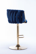 Set Of 2 Bar Stools,With Chrome Footrest And Base Swivel Height Adjustable Mechanical Lifting Velvet Golden Leg Simple Bar Stool Navy Navy Foam Fabric