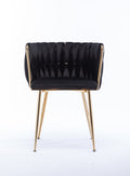 Dining Chair Thickened Fabric Chairs With Wood Legs Set Of 2 Black Black Foam Fabric