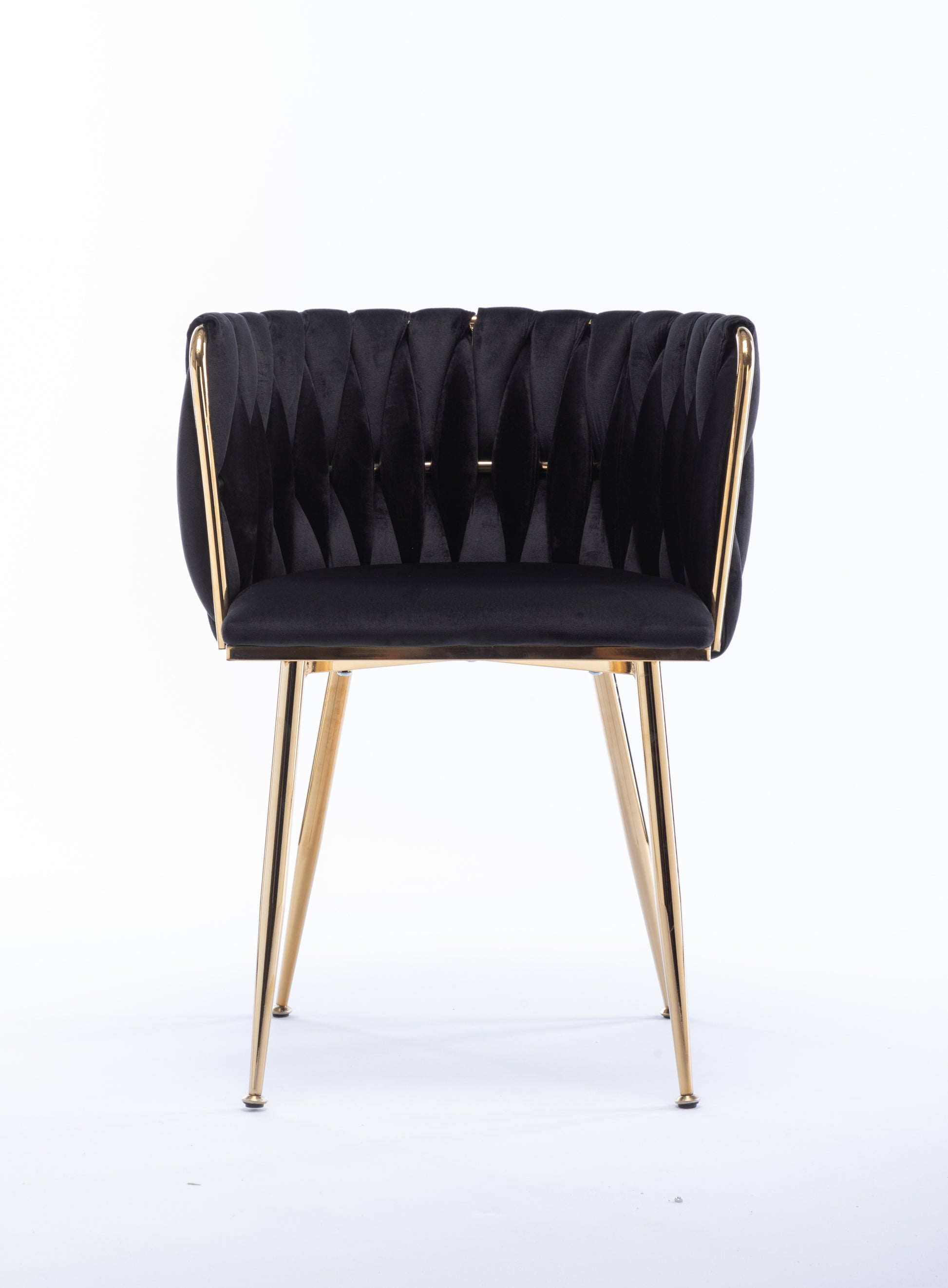 Dining Chair Thickened Fabric Chairs With Wood Legs Set Of 2 Black Black Foam Fabric