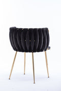 Dining Chair Thickened Fabric Chairs With Wood Legs Set Of 2 Black Black Foam Fabric