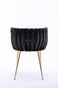 Dining Chair Thickened Fabric Chairs With Wood Legs Set Of 2 Black Black Foam Fabric