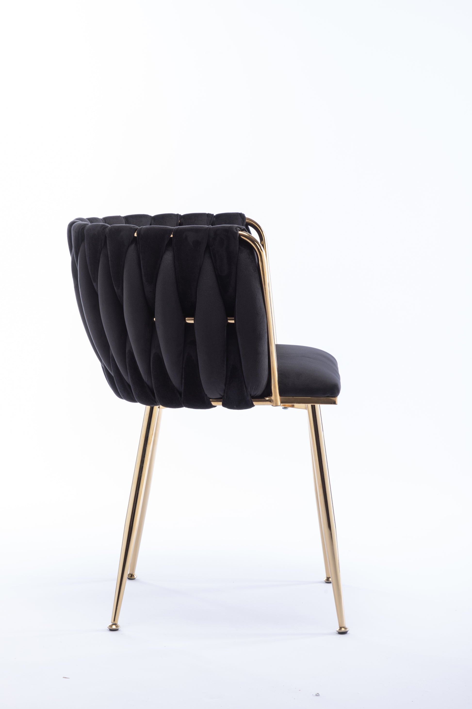 Dining Chair Thickened Fabric Chairs With Wood Legs Set Of 2 Black Black Foam Fabric