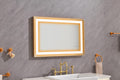 36*24 Led Lighted Bathroom Wall Mounted Mirror With High Lumen Anti Fog Separately Control Gold Aluminium