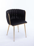 Dining Chair Thickened Fabric Chairs With Wood Legs Set Of 2 Black Black Foam Fabric