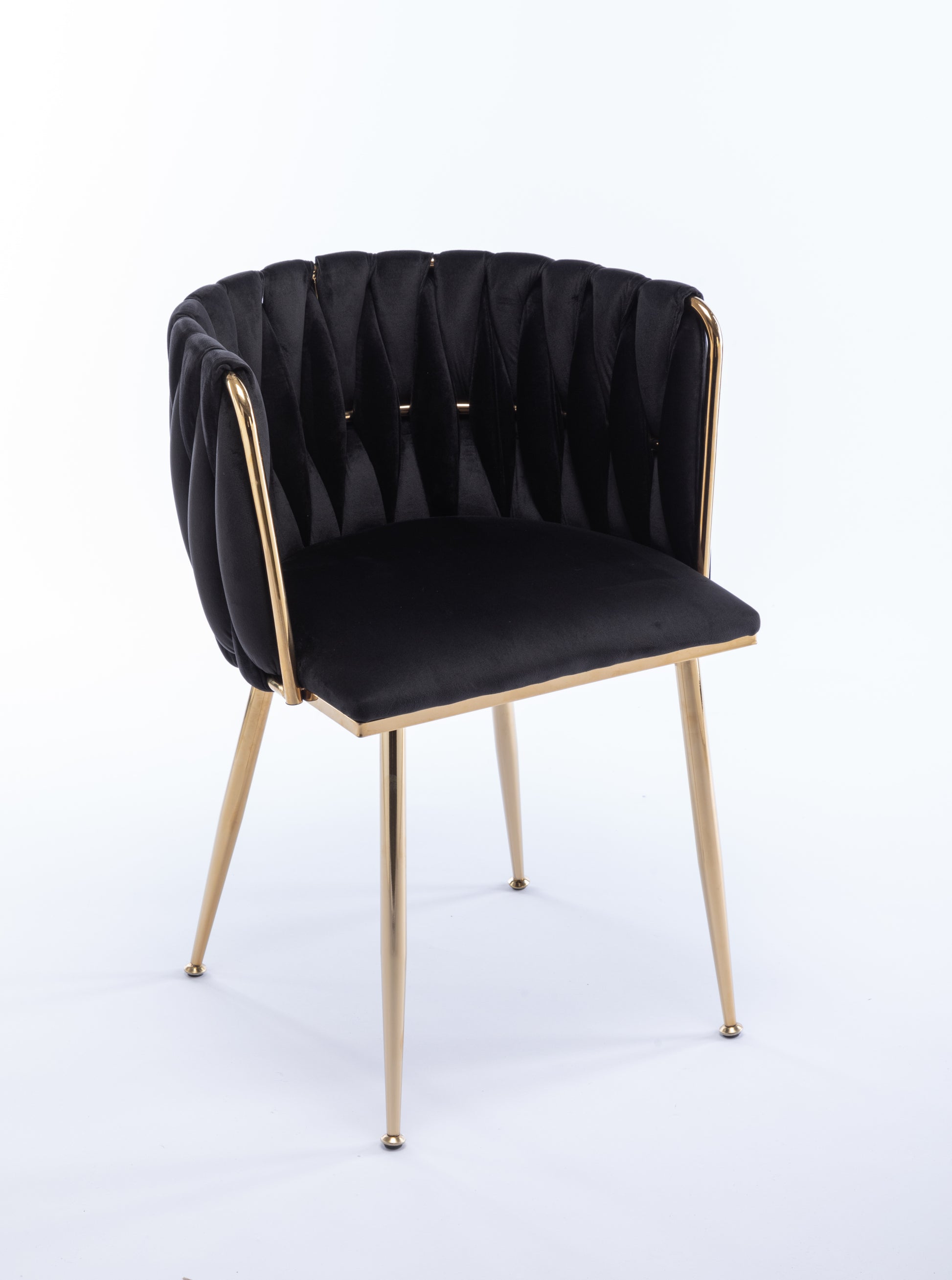 Dining Chair Thickened Fabric Chairs With Wood Legs Set Of 2 Black Black Foam Fabric