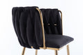 Dining Chair Thickened Fabric Chairs With Wood Legs Set Of 2 Black Black Foam Fabric