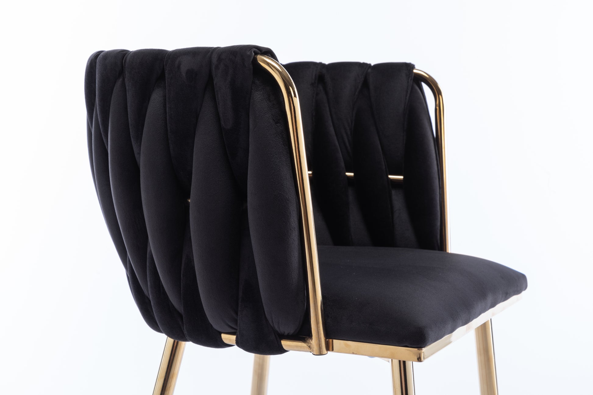 Dining Chair Thickened Fabric Chairs With Wood Legs Set Of 2 Black Black Foam Fabric