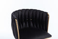Dining Chair Thickened Fabric Chairs With Wood Legs Set Of 2 Black Black Foam Fabric