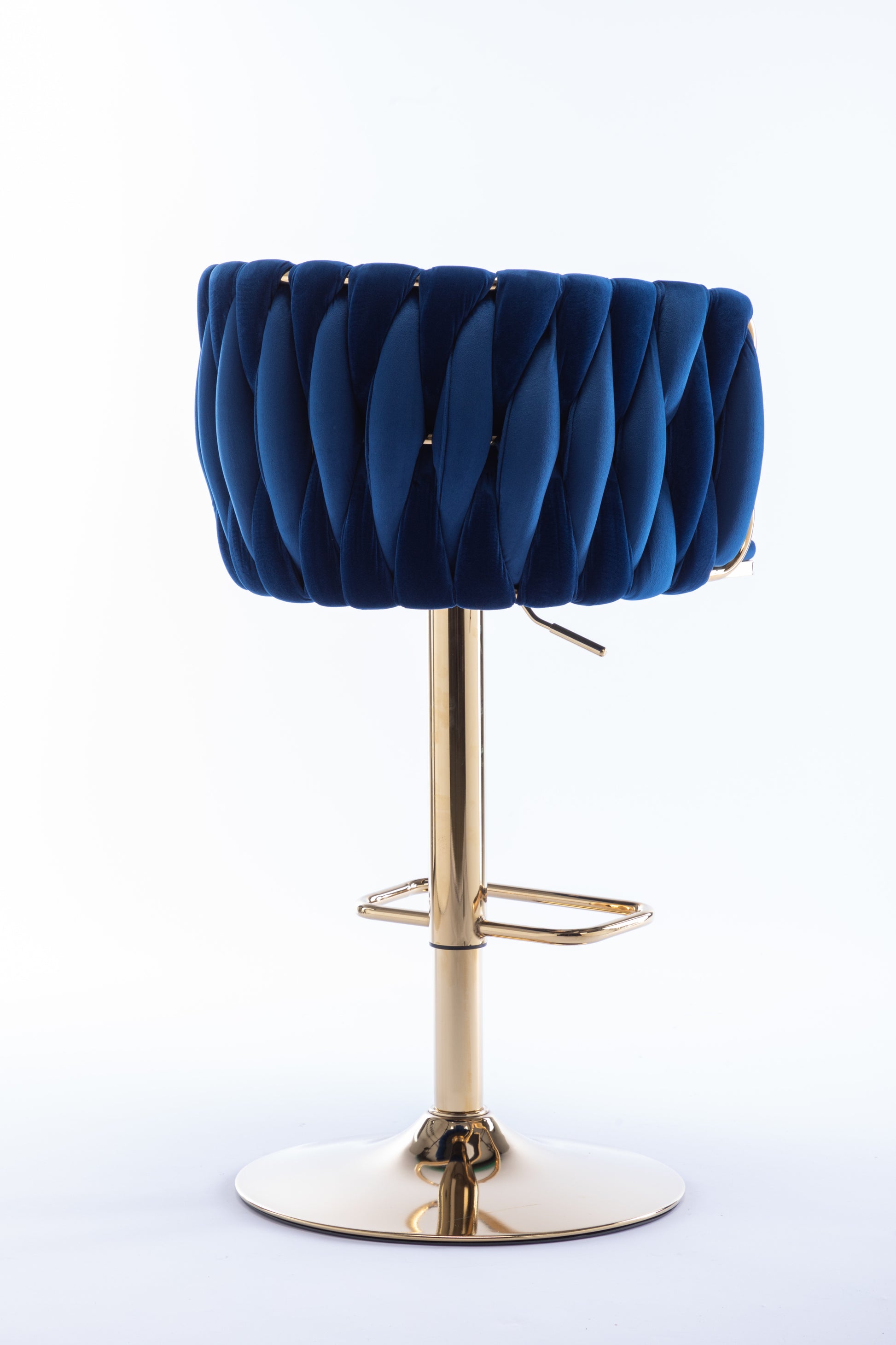 Set Of 2 Bar Stools,With Chrome Footrest And Base Swivel Height Adjustable Mechanical Lifting Velvet Golden Leg Simple Bar Stool Navy Navy Foam Fabric