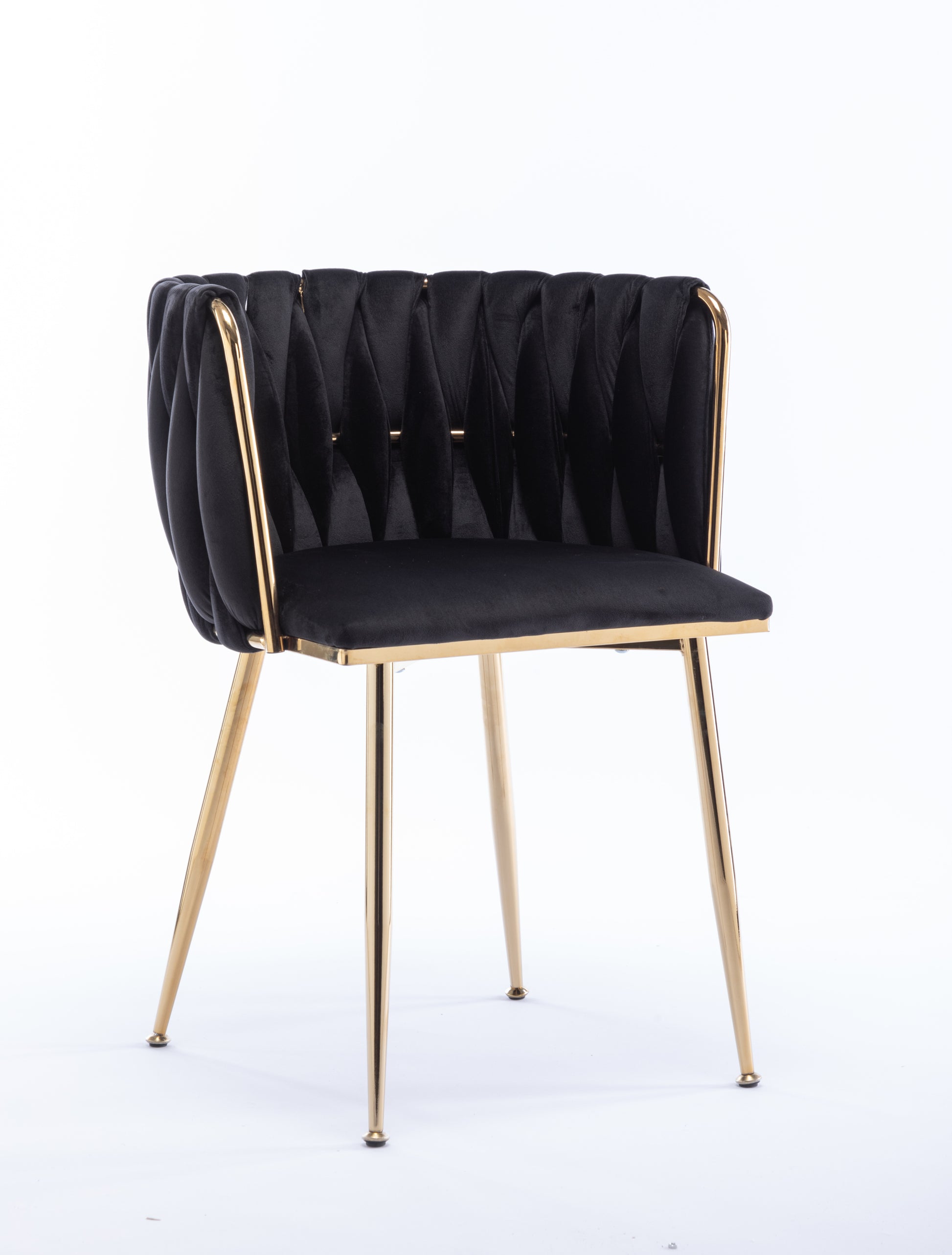 Dining Chair Thickened Fabric Chairs With Wood Legs Set Of 2 Black Black Foam Fabric