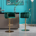 Set Of 2 Bar Stools,With Chrome Footrest And Base Swivel Height Adjustable Mechanical Lifting Velvet Golden Leg Simple Bar Stool Green Green Foam Fabric