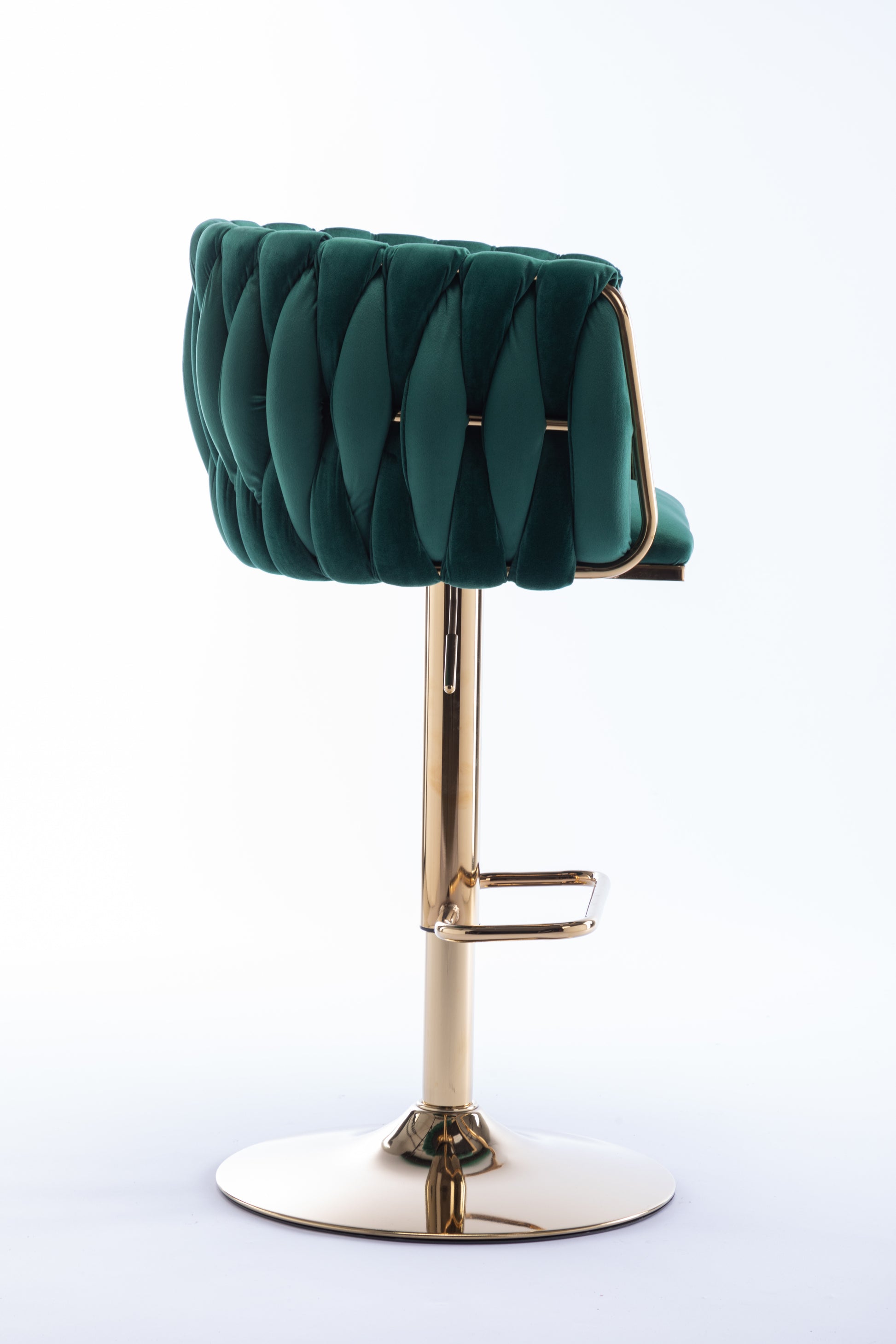 Set Of 2 Bar Stools,With Chrome Footrest And Base Swivel Height Adjustable Mechanical Lifting Velvet Golden Leg Simple Bar Stool Green Green Foam Fabric