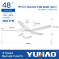 Yuhao 48 In Intergrated Led Ceiling Fan With White Abs Blade White Abs Steel Q235