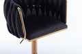 Set Of 2 Bar Stools,With Chrome Footrest And Base Swivel Height Adjustable Mechanical Lifting Velvet Golden Leg Simple Bar Stool Black Black Foam Fabric