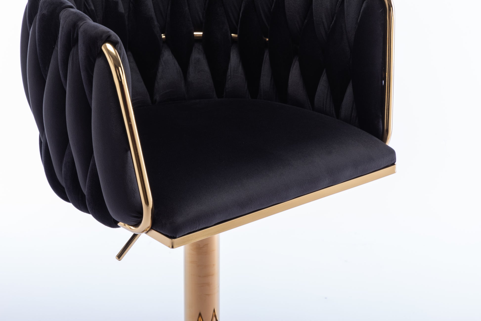Set Of 2 Bar Stools,With Chrome Footrest And Base Swivel Height Adjustable Mechanical Lifting Velvet Golden Leg Simple Bar Stool Black Black Foam Fabric