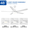 48 In Intergrated Led Ceiling Fan With White Abs Blade White Abs