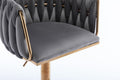Set Of 2 Bar Stools,With Chrome Footrest And Base Swivel Height Adjustable Mechanical Lifting Velvet Golden Leg Simple Bar Stool Grey Grey Foam Fabric