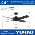 44 In Intergrated Led Ceiling Fan With Black Abs Blade Black Plywood