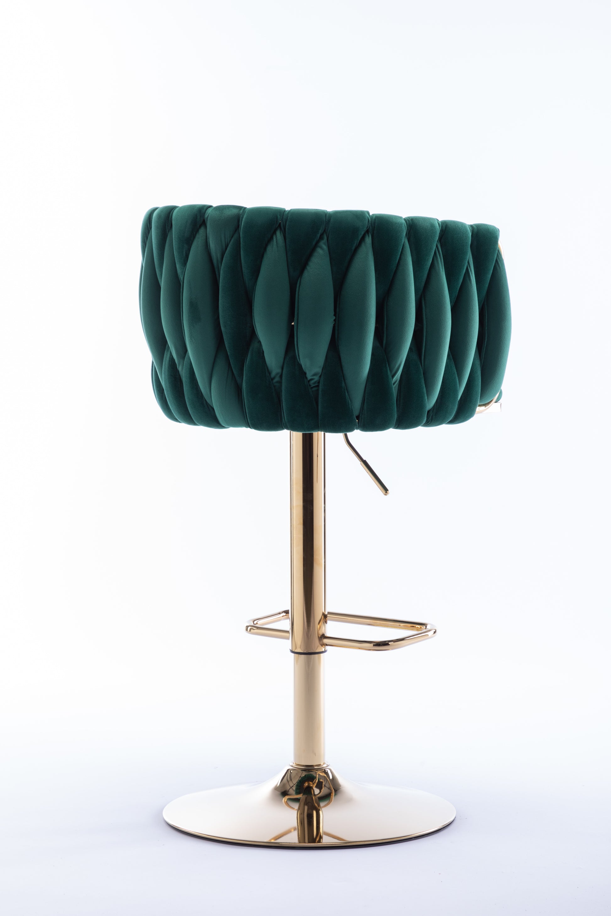 Set Of 2 Bar Stools,With Chrome Footrest And Base Swivel Height Adjustable Mechanical Lifting Velvet Golden Leg Simple Bar Stool Green Green Foam Fabric