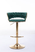 Set Of 2 Bar Stools,With Chrome Footrest And Base Swivel Height Adjustable Mechanical Lifting Velvet Golden Leg Simple Bar Stool Green Green Foam Fabric