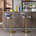Set Of 2 Bar Stools,With Chrome Footrest And Base Swivel Height Adjustable Mechanical Lifting Velvet Golden Leg Simple Bar Stool Gray Gray Foam Fabric
