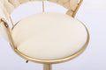 Set Of 2 Bar Stools,With Chrome Footrest And Base Swivel Height Adjustable Mechanical Lifting Velvet Golden Leg Simple Bar Stool Cream Cream Foam Fabric