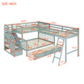 Twin Over Full L Shaped Bunk Bed With 3 Drawers, Ladder And Staircase Gray Gray Solid Wood