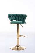 Set Of 2 Bar Stools,With Chrome Footrest And Base Swivel Height Adjustable Mechanical Lifting Velvet Golden Leg Simple Bar Stool Green Green Foam Fabric