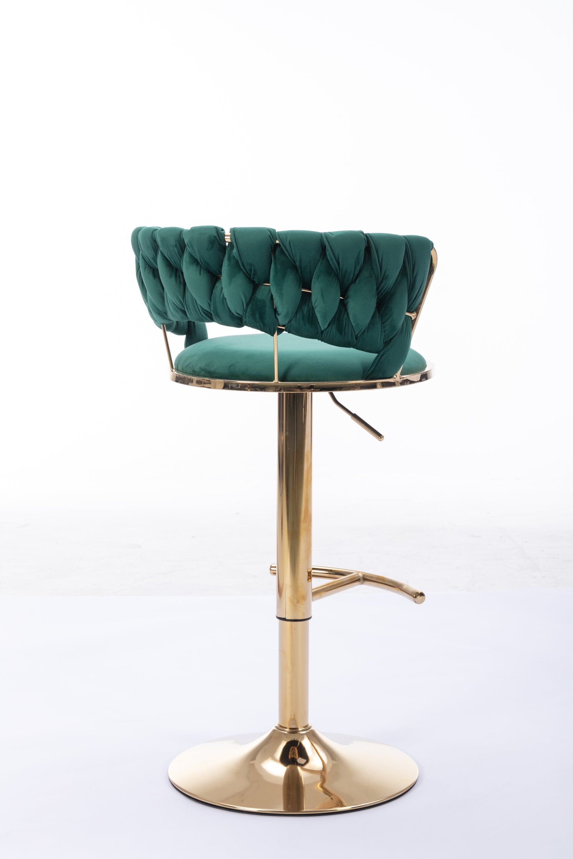 Set Of 2 Bar Stools,With Chrome Footrest And Base Swivel Height Adjustable Mechanical Lifting Velvet Golden Leg Simple Bar Stool Green Green Foam Fabric