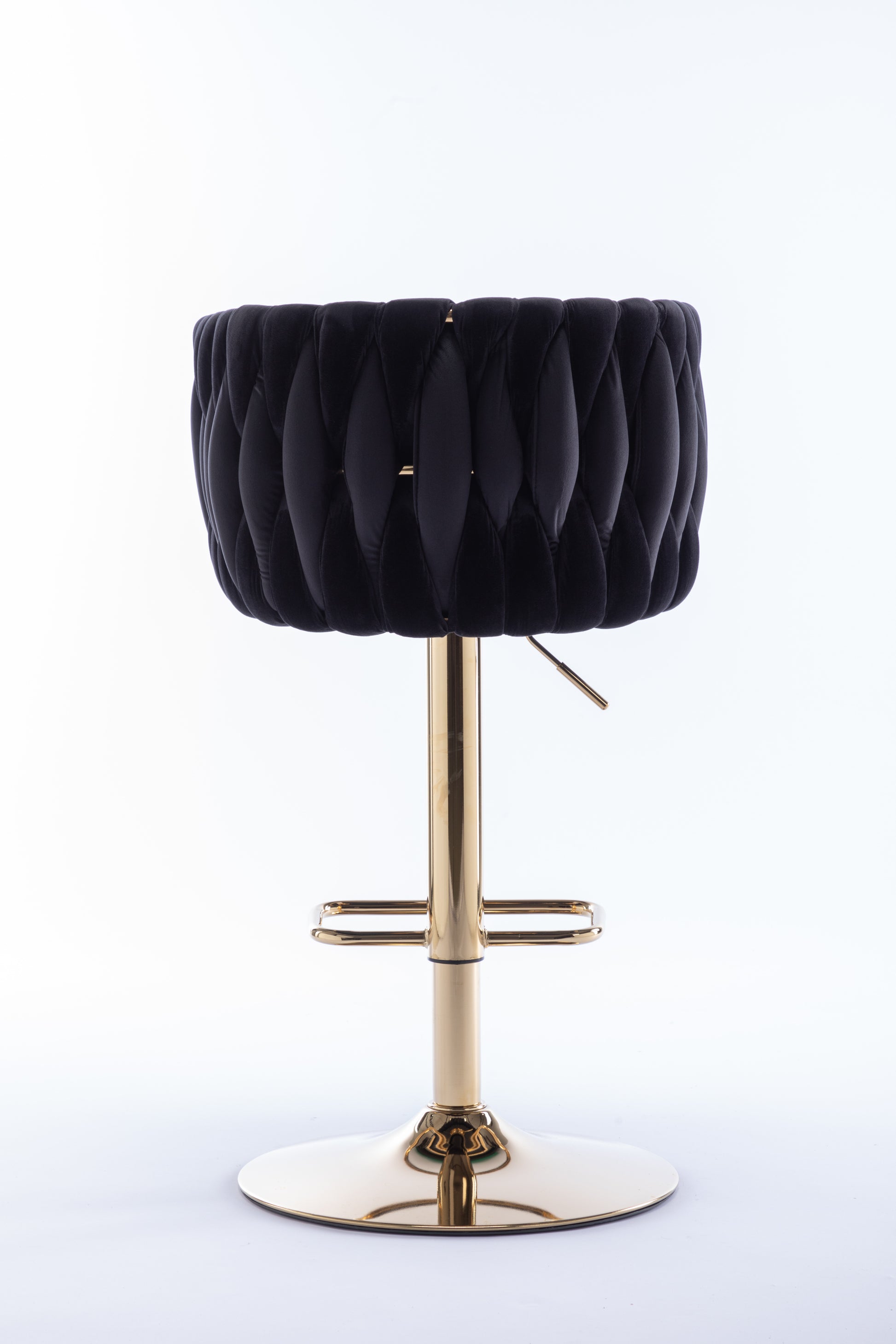 Set Of 2 Bar Stools,With Chrome Footrest And Base Swivel Height Adjustable Mechanical Lifting Velvet Golden Leg Simple Bar Stool Black Black Foam Fabric