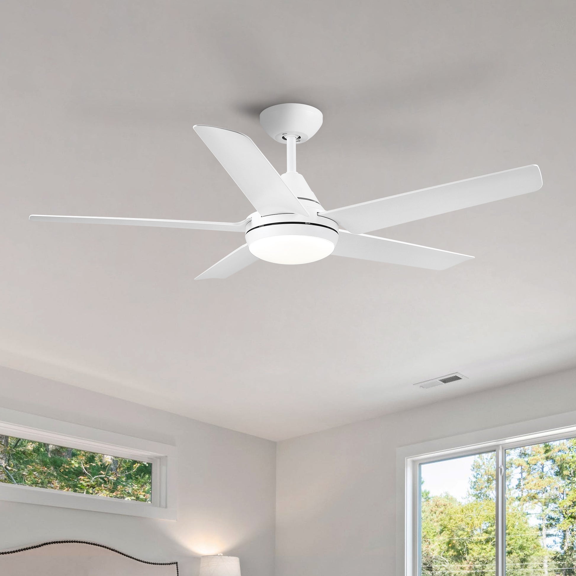 48 In Intergrated Led Ceiling Fan With White Abs Blade White Abs