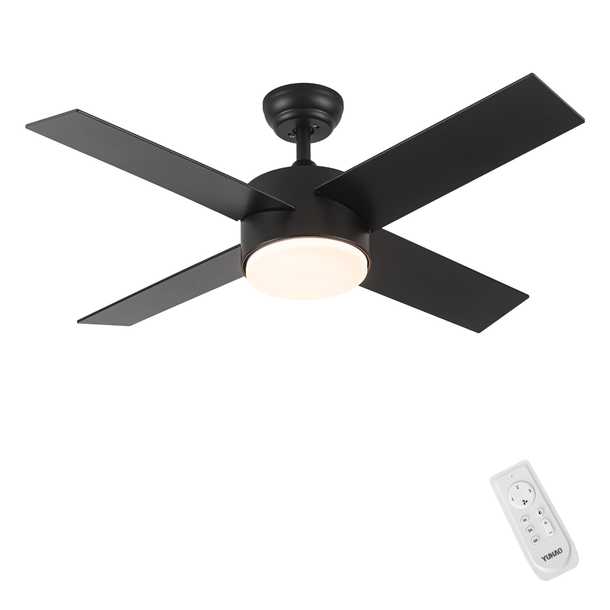 44 In Intergrated Led Ceiling Fan With Black Abs Blade Black Plywood