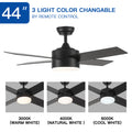 Yuhao 44 In Intergrated Led Ceiling Fan With Black Abs Blade Black Plywood