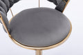 Set Of 2 Bar Stools,With Chrome Footrest And Base Swivel Height Adjustable Mechanical Lifting Velvet Golden Leg Simple Bar Stool Gray Gray Foam Fabric