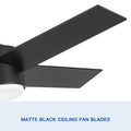 44 In Intergrated Led Ceiling Fan With Black Abs Blade Black Plywood