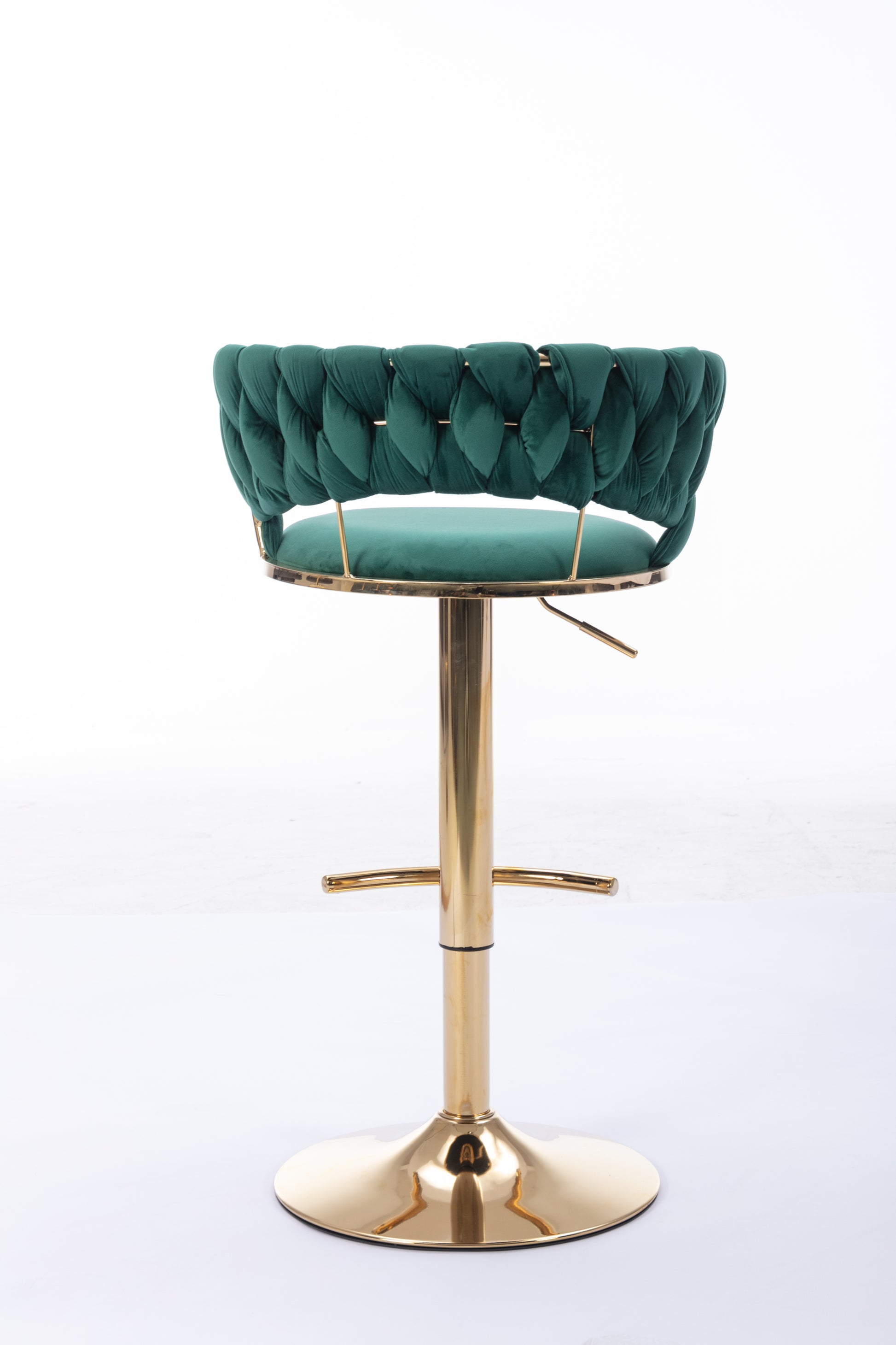 Set Of 2 Bar Stools,With Chrome Footrest And Base Swivel Height Adjustable Mechanical Lifting Velvet Golden Leg Simple Bar Stool Green Green Foam Fabric