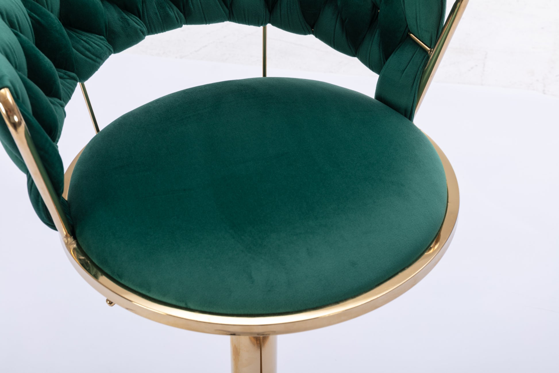 Set Of 2 Bar Stools,With Chrome Footrest And Base Swivel Height Adjustable Mechanical Lifting Velvet Golden Leg Simple Bar Stool Green Green Foam Fabric