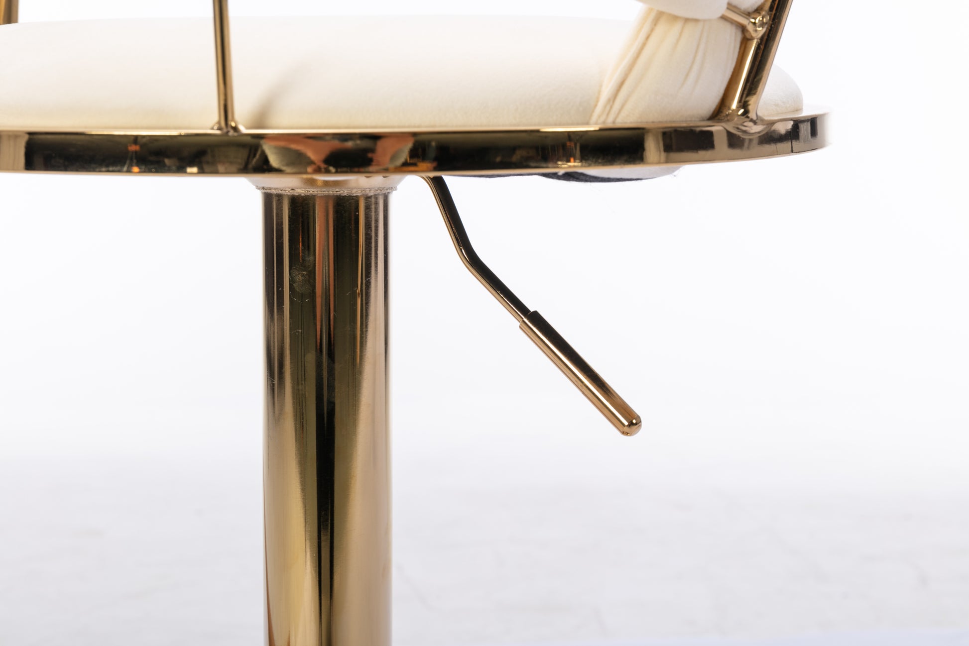 Set Of 2 Bar Stools,With Chrome Footrest And Base Swivel Height Adjustable Mechanical Lifting Velvet Golden Leg Simple Bar Stool Cream Cream Foam Fabric