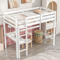 Twin Loft Pine Wood Bed With Built In Desk, Safety Guardrails, Ladder,White Old Sku:W50450911 Twin White Pine