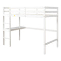 Twin Loft Pine Wood Bed With Built In Desk, Safety Guardrails, Ladder,White Old Sku:W50450911 Twin White Pine