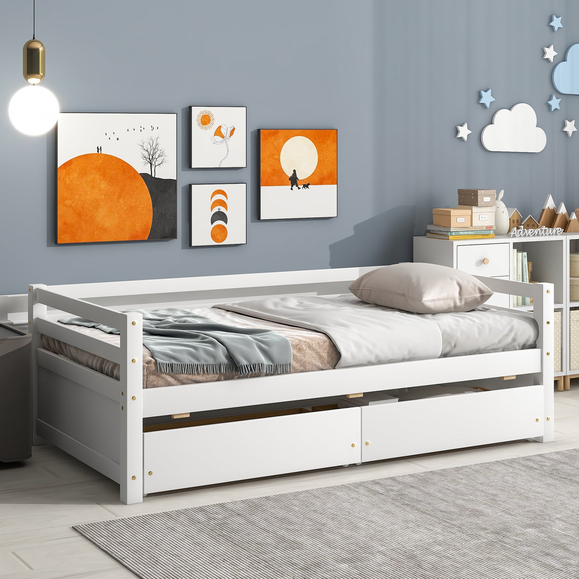 Daybed With Two Storage Drawers ,White Old Sku:W50450915 Twin White Pine